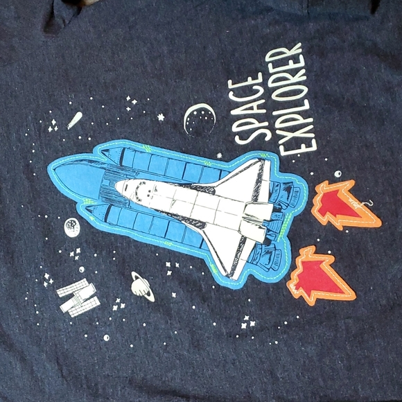 Cat & Jack long sleeve S (6/7) glow-in-the-dark Space Rocket gray top - Picture 3 of 10